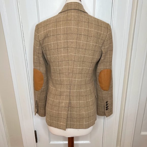 Bogner Plaid Wool Blazer w/ Leather Elbow Patches - 38/8 - 3 button, notch lapel - Picture 2 of 15